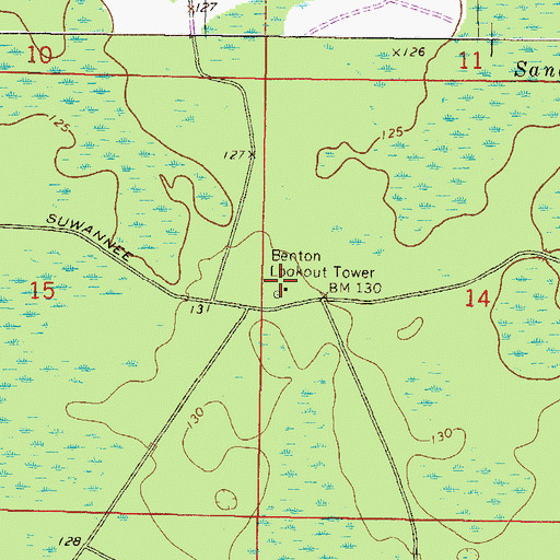 Topographic Map of Benton Lookout Tower, FL