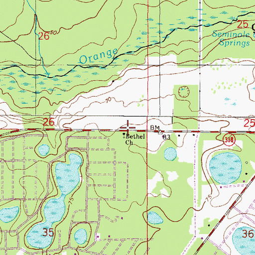 Topographic Map of Bethel Church, FL