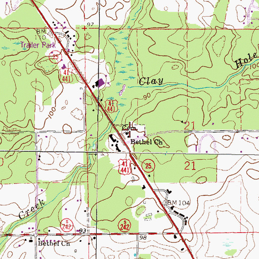 Topographic Map of Bethel Church, FL