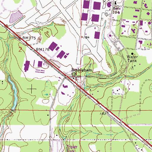 Topographic Map of Bethlehem Church, FL
