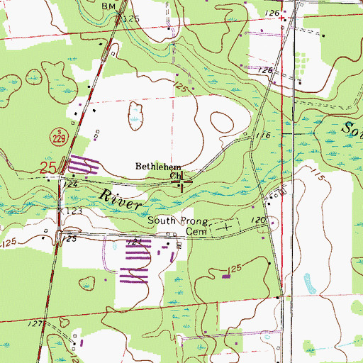 Topographic Map of Bethlehem Church, FL