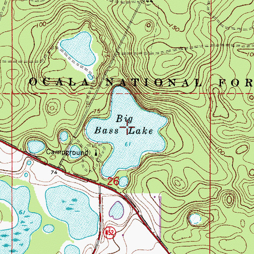 Topographic Map of Big Bass Lake, FL