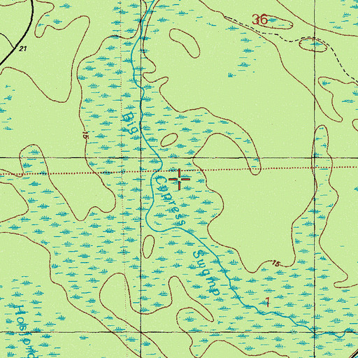 Topographic Map of Big Cypress Swamp, FL