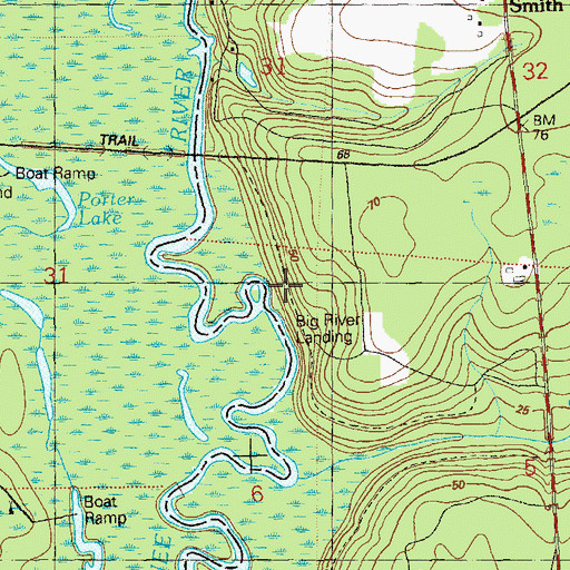 Topographic Map of Big River Landing, FL