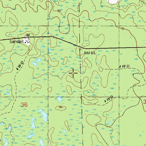 Topographic Map of Big Thick, FL