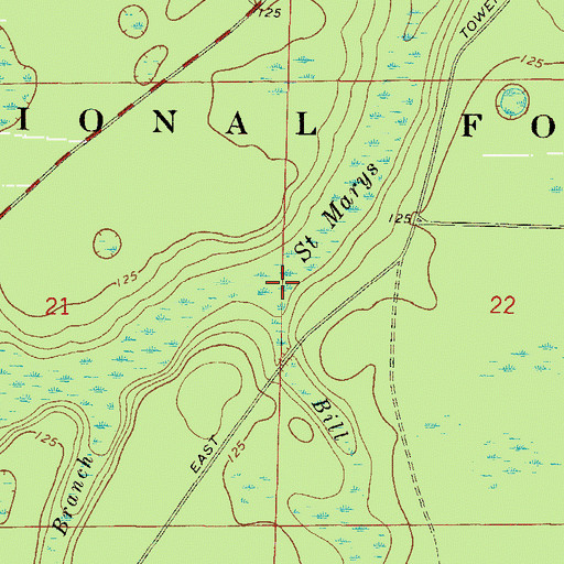 Topographic Map of Bill Branch, FL