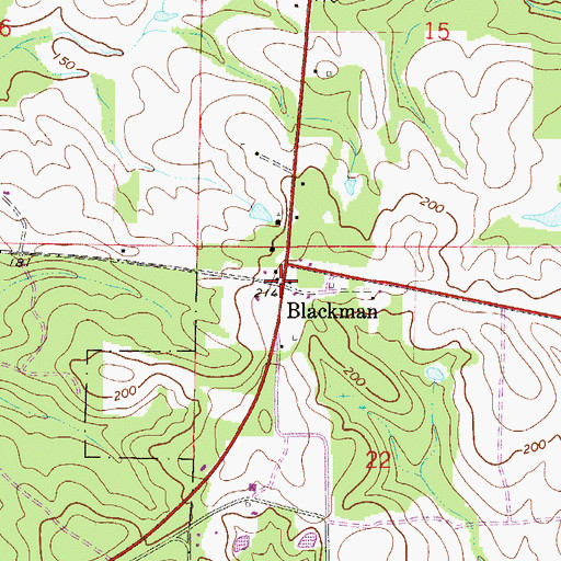 Topographic Map of Blackman, FL