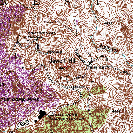 Topographic Map of Jewell Hill, AZ