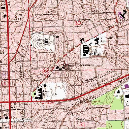 Topographic Map of Blessed Sacrament School, FL