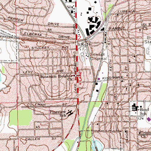 Topographic Map of Bloxham Heights Church, FL