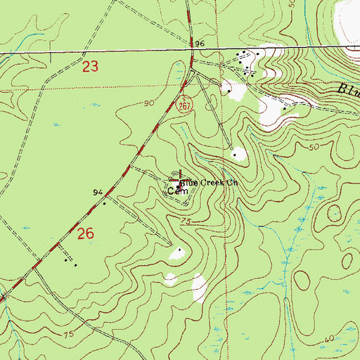 Topographic Map of Blue Creek Church, FL