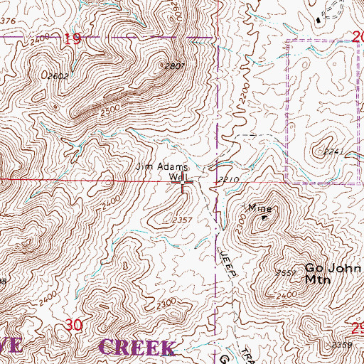 Topographic Map of Jim Adams Well, AZ
