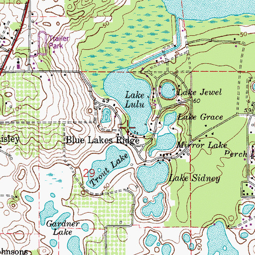 Topographic Map of Blue Lakes Ridge, FL