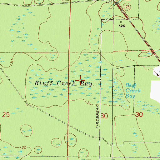 Topographic Map of Bluff Creek Bay, FL