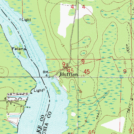 Topographic Map of Bluffton, FL