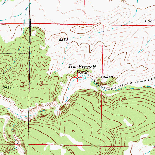 Topographic Map of Jim Bennett Tank, AZ