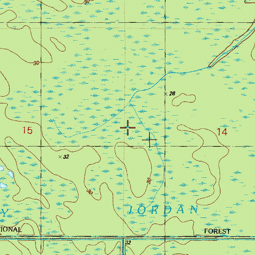 Topographic Map of Boggy Jordan, FL