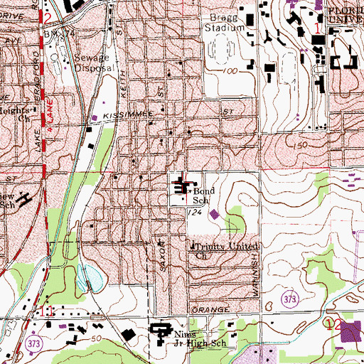Topographic Map of Bond School, FL