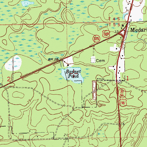 Topographic Map of Bonnet Pond, FL