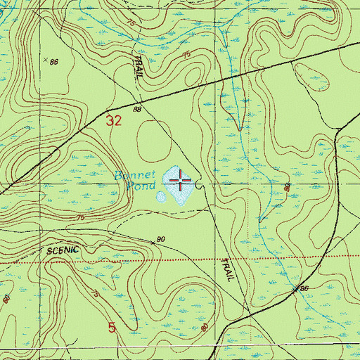 Topographic Map of Bonnet Pond, FL