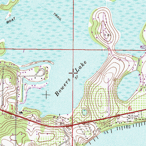 Topographic Map of Bowers Lake, FL