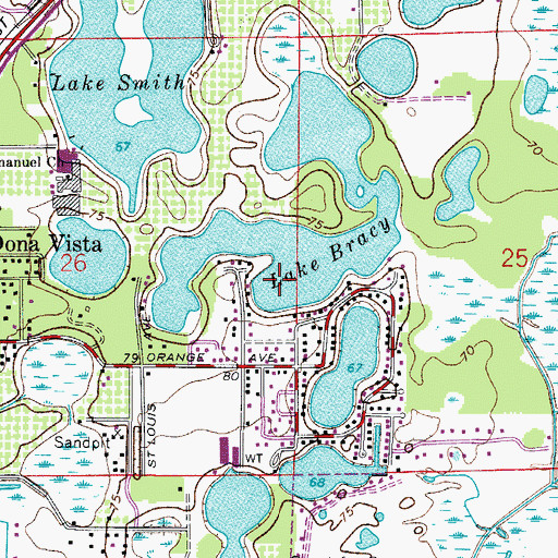 Topographic Map of Lake Bracy, FL