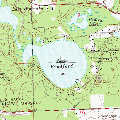 Topographic Map of Lake Bradford, FL
