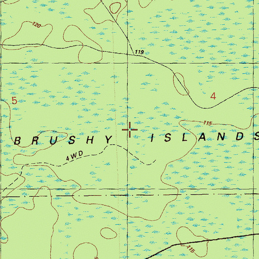 Topographic Map of Brushy Islands, FL