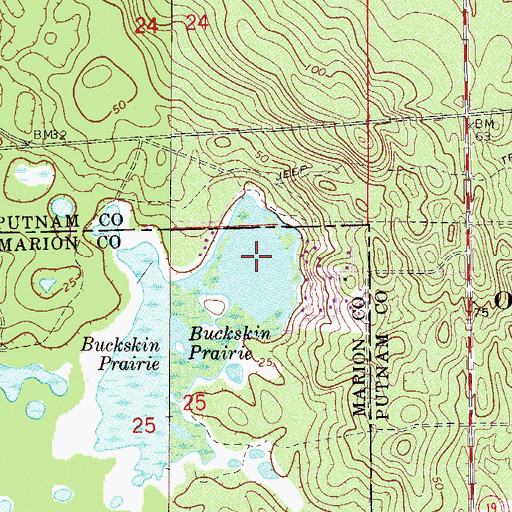 Topographic Map of Buckskin Prairie, FL