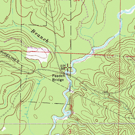 Topographic Map of Bull Pen Branch, FL
