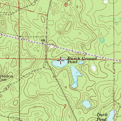 Topographic Map of Bunch Ground Pond, FL