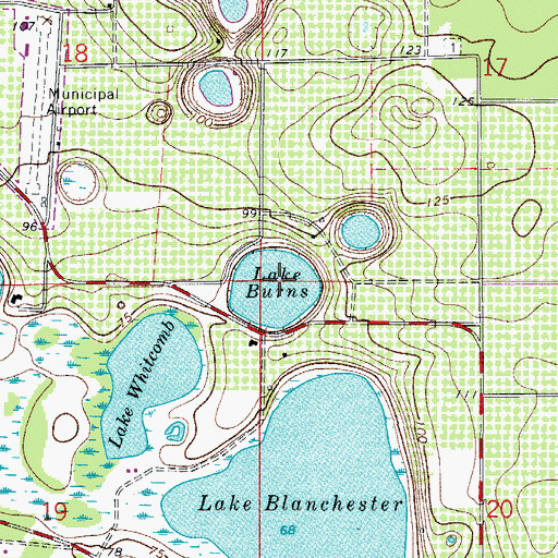 Topographic Map of Lake Burns, FL