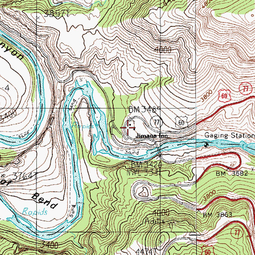 Topographic Map of Jimana Inn, AZ