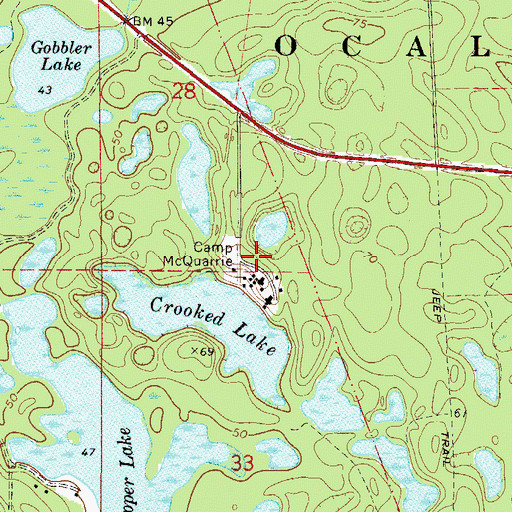 Topographic Map of Camp McQuarrie, FL