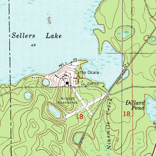 Topographic Map of Camp Ocala, FL