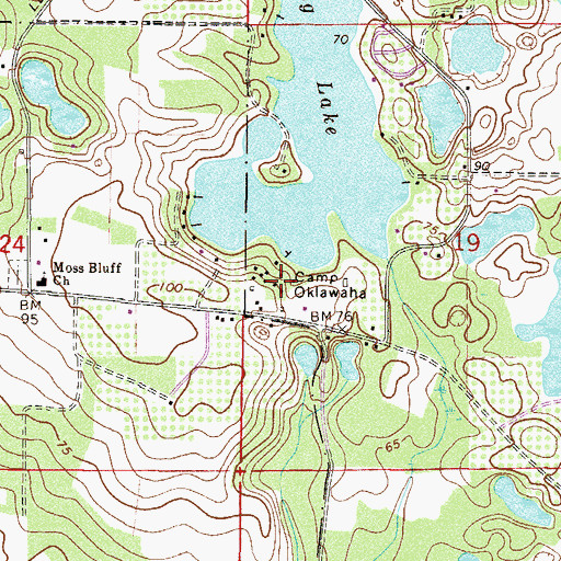 Topographic Map of Camp Oklawaha, FL