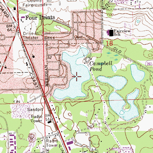 Topographic Map of Campbell Pond, FL