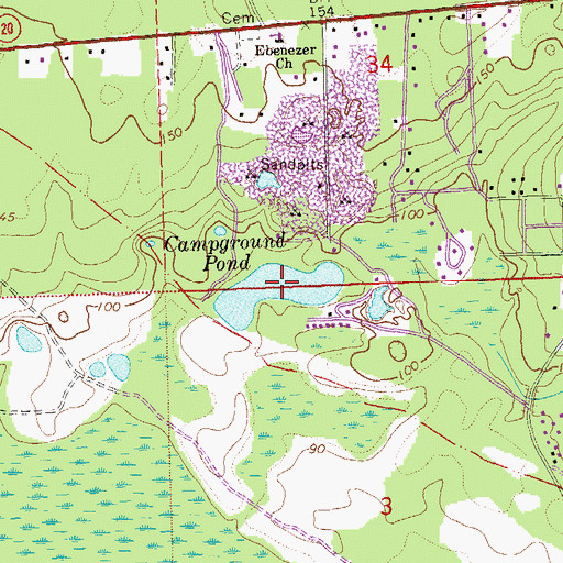Topographic Map of Campground Pond, FL