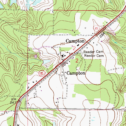 Topographic Map of Campton, FL