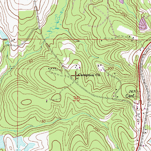 Topographic Map of Campton Church, FL