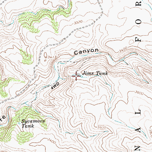 Topographic Map of Jims Tank, AZ