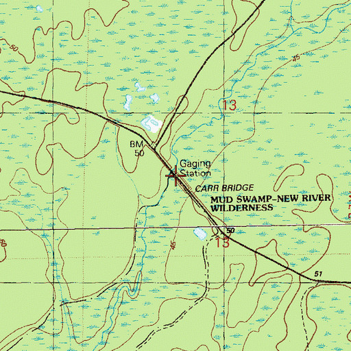 Topographic Map of Carr Bridge, FL