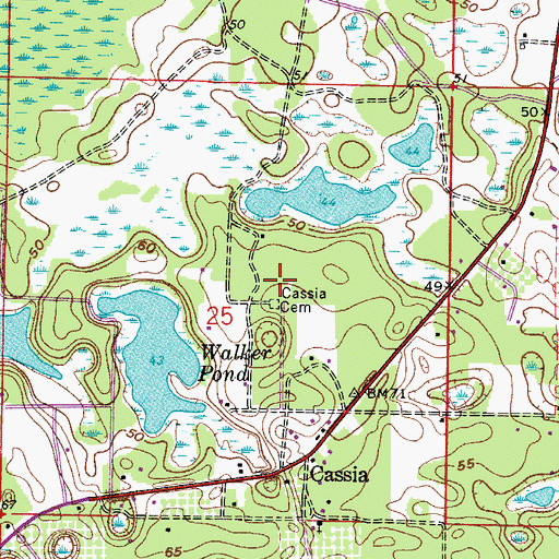 Topographic Map of Cassia Cemetery, FL