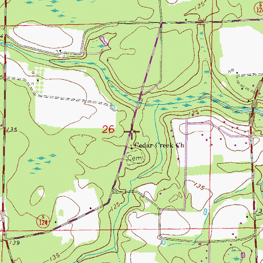 Topographic Map of Cedar Creek Church, FL