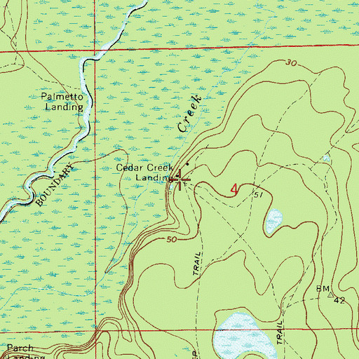 Topographic Map of Cedar Creek Landing, FL