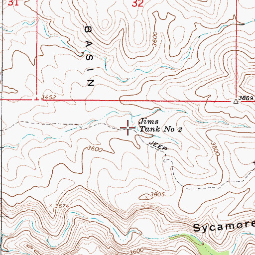 Topographic Map of Jims Tank Number Two, AZ