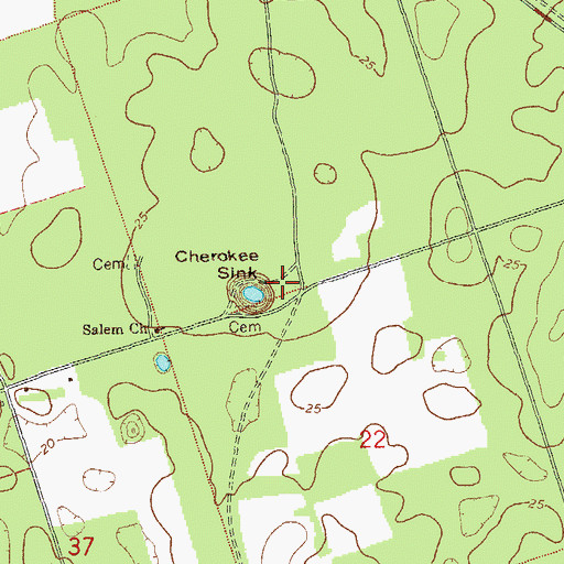 Topographic Map of Cherokee Sink, FL
