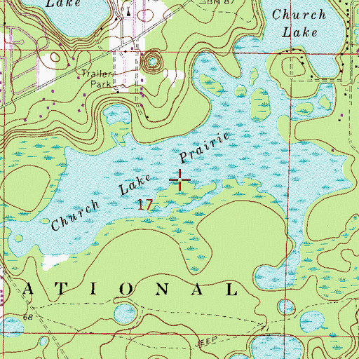 Topographic Map of Church Lake Prairie, FL
