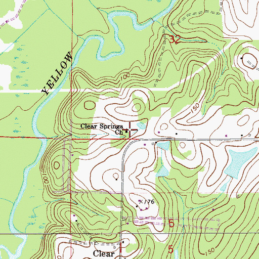 Topographic Map of Clear Springs Church, FL