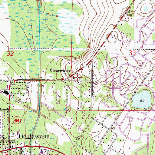 Topographic Map of Clearwater Baptist Church, FL